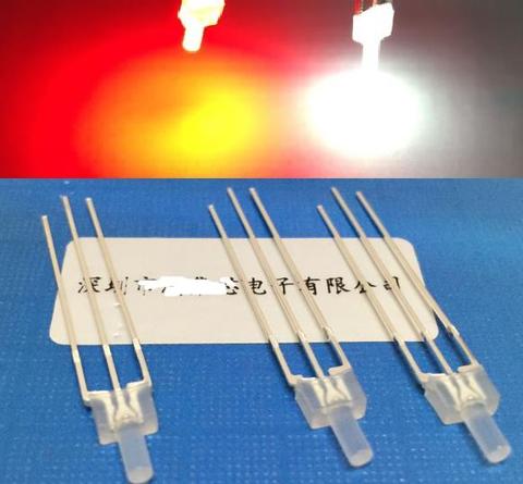 Diode LED bicolore à sommet plat, 2mm, pour indicateur anode/cathode commune, 3 broches, rouge @ blanc, OEM ► Photo 1/1