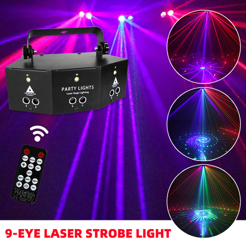 YSH – lumière Laser Disco LED DMX Mini 9 yeux RGBW, effet d'éclairage de scène pour DJ Club Bar décoration de fête, lampe de projecteur ► Photo 1/6