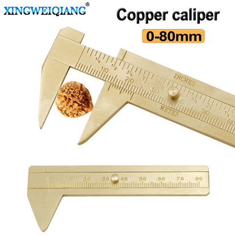 Mini règle coulissante en laiton massif, outil de mesure 0 ~ 80mm, vernier à simple et double échelle, étrier doré portable ► Photo 1/6