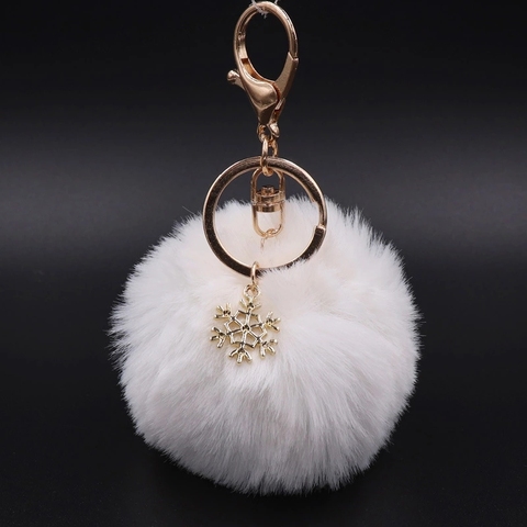 Porte-clés en fausse Fourrure, Pom De neige, accessoire De Porte, lapin, pour sac moelleux ► Photo 1/6