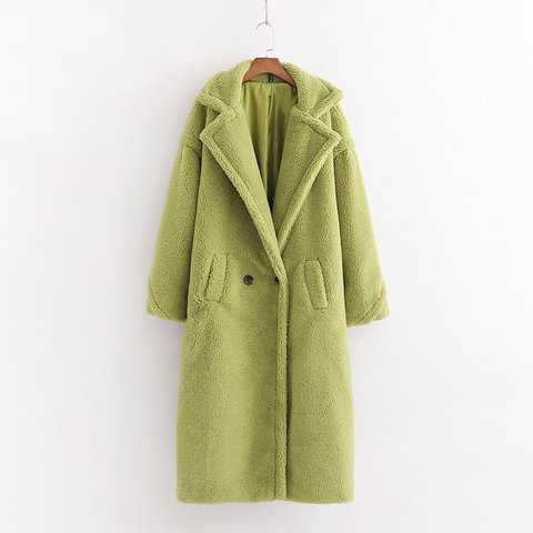Manteau Teddy vert avocat pour femme, veste en cachemire épaisse et chaude, Streetwear décontracté pour filles, automne et hiver ► Photo 1/2