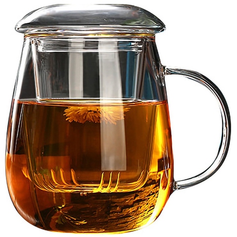 Tasse à thé avec couvercle filtre, tasses à café ensemble de thé tasses bière boisson bureau tasse Transparent Drinkware tasse en verre Style chinois ► Photo 1/6