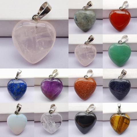 Aventurine naturelle/cristal/cornaline/grès/Tigereye/Labradorite/Lapis pierre coeur gemme pendentif bijoux chanceux 1 pièces ► Photo 1/6