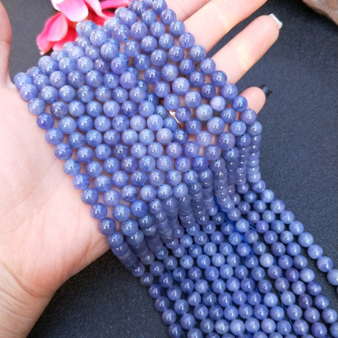 AA tanzanite-perles amples, rondes bleues, 4mm 40cm, pour la fabrication de FPPJ, bijoux à bricoler soi-même, vente en gros, nature ► Photo 1/5