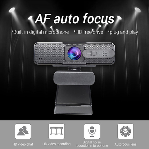 Webcam HD 1080P, caméra USB, Autofocus, pour ordinateur PC, avec Microphone, Ashu H701 ► Photo 1/1