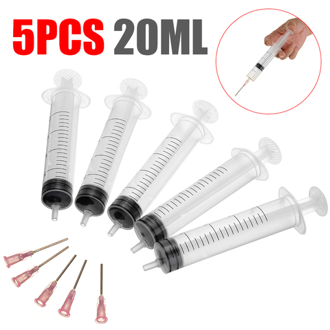 5 pièces En Plastique Seringue Injecteur 20ml avec Aiguilles Liquide Vaporisateur Pulvérisation Pistons En Caoutchouc Pour le Remplissage et le Mélange de Liquides ► Photo 1/6