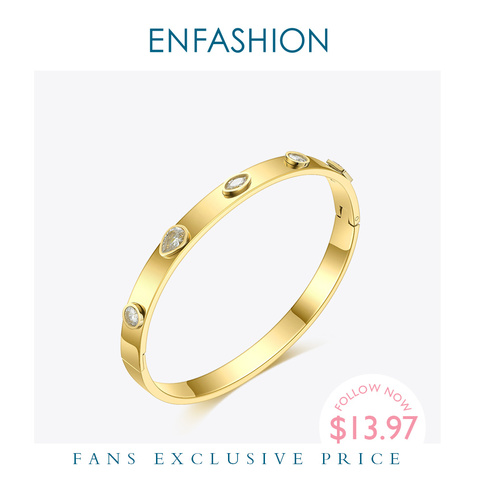 ENFASHION cristal manchette Bracelets Bracelets pour femmes accessoires en acier inoxydable bijoux de mode fête brassard cadeaux 2022 B202278 ► Photo 1/6