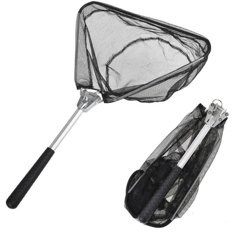 Portable en alliage d'aluminium Triangle rétractable pliant filet de pêche mouche main Dip coulée filet de pêche matériel de pêche réservoir outils ► Photo 1/6