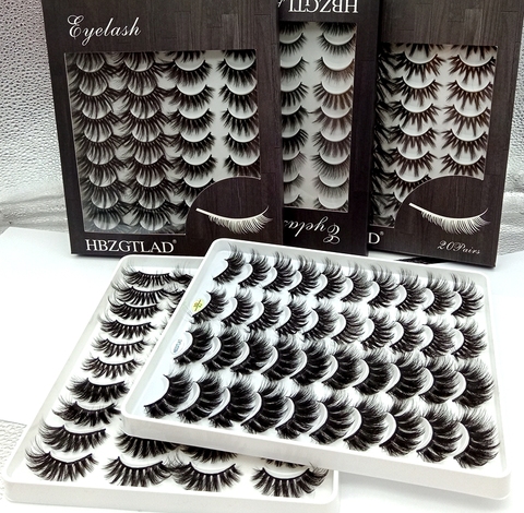 HBZGTLAD – Kit de maquillage pour les yeux, 5 à 20 paires de faux cils 3D en vison doux, fait à la main, longs et fins, extensions naturelles ► Photo 1/6