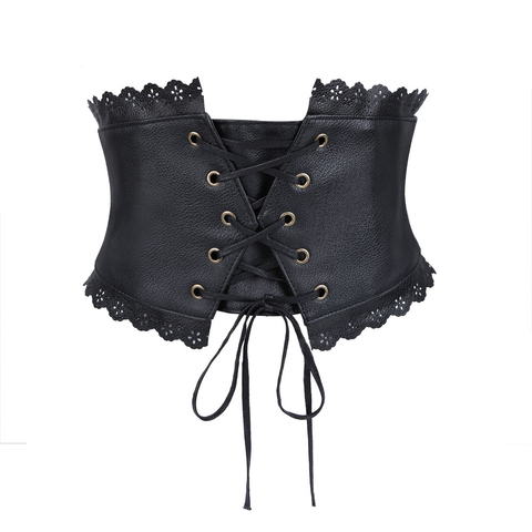 Ceinture élastique en cuir extensible noir pour femmes, 68-104cm, style rétro vintage, large bande, corset, nouvelle collection 2022, vb0013 ► Photo 1/6