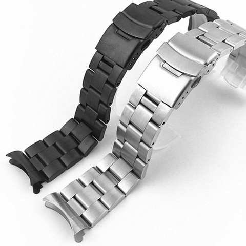 20mm 22mm Bracelet de montre en acier inoxydable Bracelet Bracelet de montre extrémités incurvées Bracelet papillon creux extrémité incurvée ► Photo 1/6