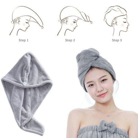 Magique microfibres séchage rapide cheveux serviette serviettes salle de bain serviette de bain chapeau bouchon rapide Turban sec toallas ► Photo 1/6