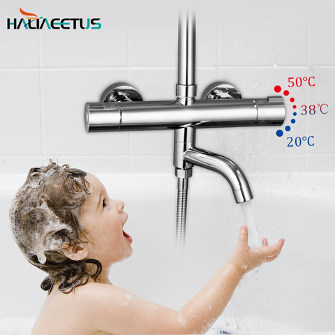 Mitigeur pour robinets de douche thermostatiques, pour baignoire chaude et froide, mitigeur mural, contrôle en laiton, pluie ► Photo 1/6