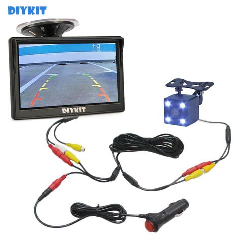 DIYKIT-caméra de voiture avec moniteur de recul étanche, écran de voiture 5 pouces 800x480 HD, avec recule à Vision nocturne LED ► Photo 1/6