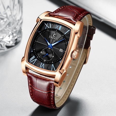 CHENXI 2022 nouvelle montre de luxe rétro hommes montres affaires étanche Quartz montre-bracelet mâle calendrier chiffres romains arrêter montre ► Photo 1/6