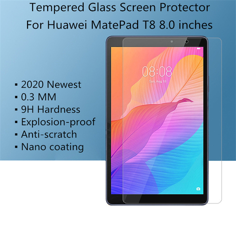 Pour Huawei MatePad T8 8,0 pouces protecteur d'écran en verre trempé 9H T 8 2022 Film de protection pour tablette 8 