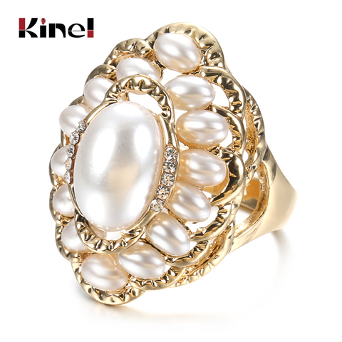 Kinel – bague en perles style Boho pour femmes, couleur or, cristal autrichien, grands anneaux, bijoux de mariage, livraison directe, nouvelle collection 2022 ► Photo 1/6