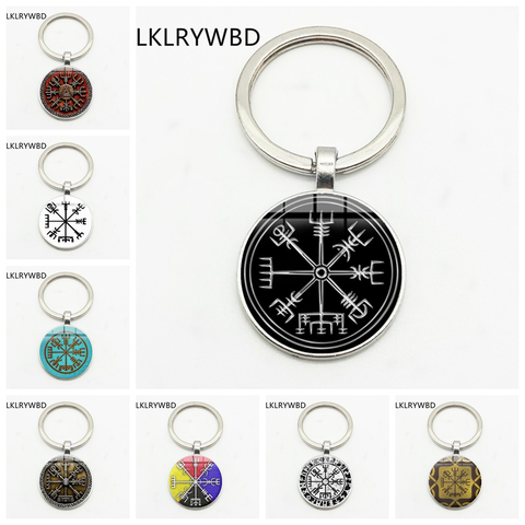 LKLRYWBD – porte-clés pendentif rond en verre convexe Viking, bijou populaire à la mode ► Photo 1/6