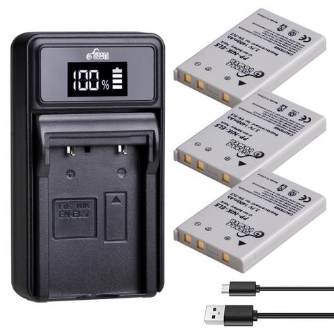 Batterie 1400mAh EL5 ENEL5 + chargeur USB LED, pour Nikon CoolPix P500, P510, P520, P530, P80, P90, P100, P3, P4, EN-EL5, 3700 ► Photo 1/1