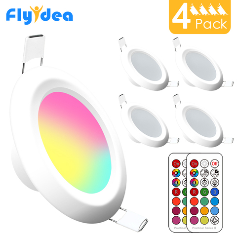 Spot lumineux circulaire encastrable pour le plafond, multicolore, avec contrôleur infrarouge, à intensité réglable, couleur changeante, RGBW LED, 7W, LED V, AC 110/220V ► Photo 1/6