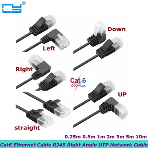 Câble Ethernet Lan 0.25-10m UTP RJ45 1000Mbps, cordon de raccordement Compatible avec Cat6 à Angle droit à 90 degrés ► Photo 1/6