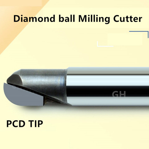 Fraise d'extrémité diamant boule nez carbure de tungstène tige une cnc flûte routeur Bits outils pour carbone silicone fibre aluminium ► Photo 1/6