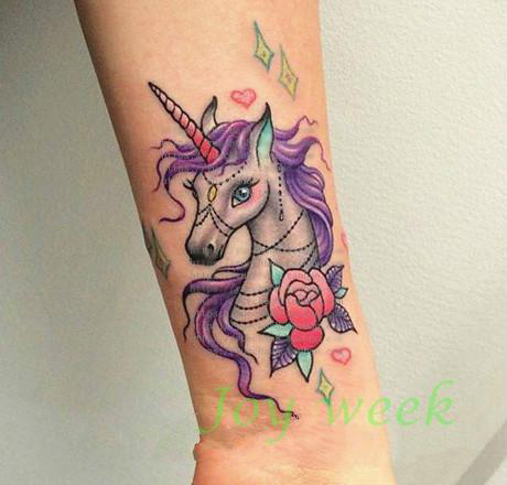 Étanche tatouage temporaire Autocollant licorne cheval sirène rêve catcher renard tatto autocollants flash tatoo faux tatouages pour femmes 27 ► Photo 1/6