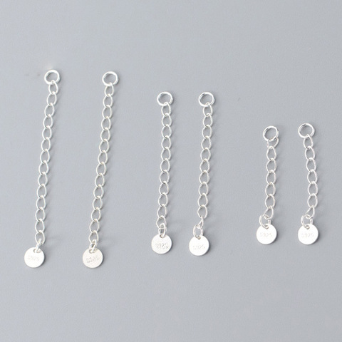 Chaînes de décoration en argent Sterling 925, 2 pièces, Extension, 30mm 40mm 50mm, Extension, accessoires bijoux à bricoler soi-même ► Photo 1/3