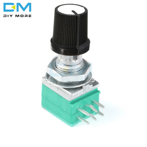 Potentiomètre rotatif à 6 broches, 1 pièce, 6mm, arbre moleté, linéaire simple, Type B B10K ohm 5K 10K B20K B50K B100K, avec capuchons blancs 6 broches 6 P ► Photo 1/6