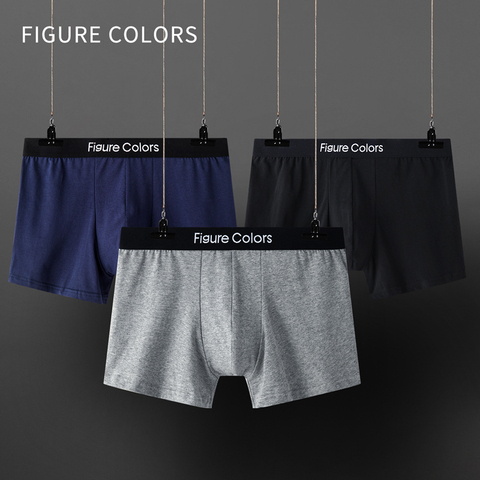 Figurine couleurs boxer en coton pour homme, short, taille basse, avec poche convexe en U, caleçon respirant ► Photo 1/6