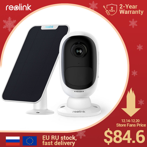 Reolink Argus 2 – caméra à panneau solaire, WiFi 1080p, Full HD, angle de vision 130 °, PIR, Audio bidirectionnel, batterie Rechargeable, Google Home ► Photo 1/6