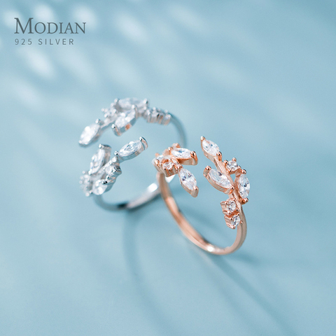 Modian-bague en Zircon couleur or Rose brillant, pour femmes, bijoux de fiançailles en argent Sterling 925, taille gratuite ► Photo 1/5