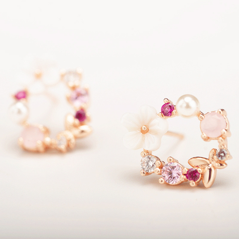 Boucles d'oreilles en cristal coloré pour femmes, boucles d'oreilles rondes, mignonnes, à la mode, bijoux, cadeaux, Brincos, accessoires ► Photo 1/6