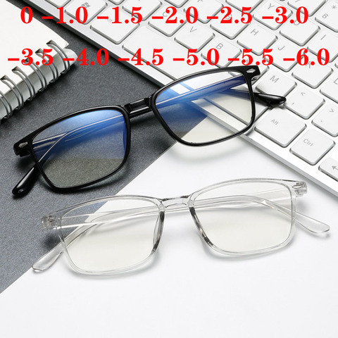 Lunettes de myopie unisexe pour hommes et femmes, à la mode, avec revêtement bleu, pour myopie, 0 -1 -1.5 -2 -2.5 -3 -3.5 -4 -4.5 -5 -5.5 -6.0 ► Photo 1/6