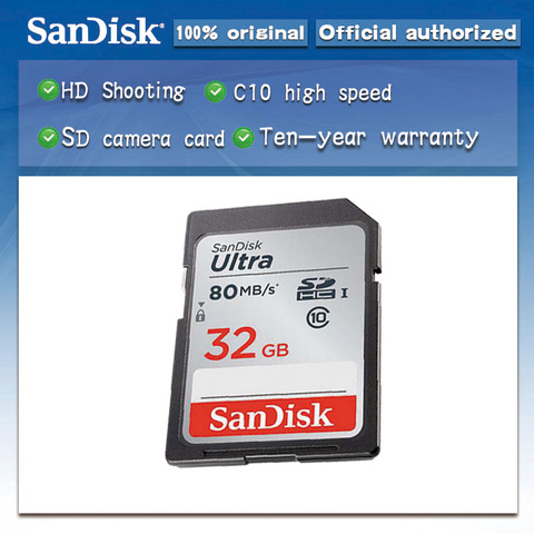 SanDisk Ultra 32 gb 16 gb 64 gb Classe 10 SD SDHC SDXC Carte Mémoire dans la carte SD 128 gb 80 mb/s pour Support de Caméra Vérification Officielle ► Photo 1/6