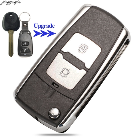 Jingyuqin télécommande porte-clés coquille de voiture modifiée pour Hyundai Elantra Santa FE Atos alarme de Trajet 2 boutons pas de support de batterie ► Photo 1/4
