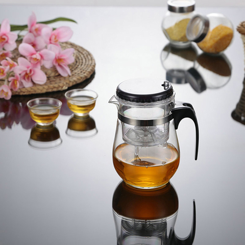 Théière en verre de bureau de haute qualité, service à thé kung fu chinois résistant à la chaleur, bouilloire Puer, cafetière avec infuseur à thé ► Photo 1/6