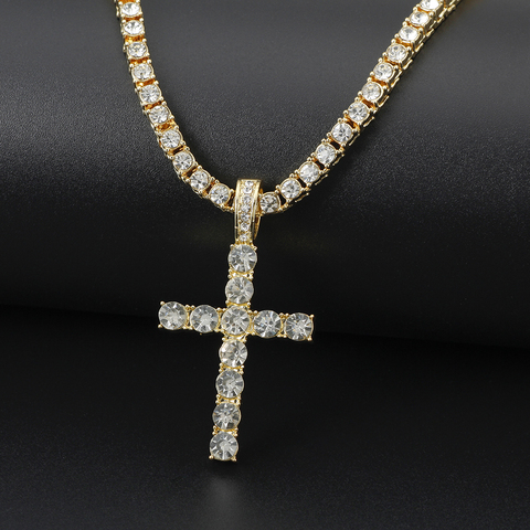 Glacé Out Ankh croix pendentif collier ras du cou chaîne collier femmes Hip-Hop bijoux pour hommes Tennis chaîne mode lien cadeau ► Photo 1/6