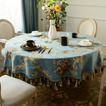Grande nappe de table ronde européenne, napperon de table basse américaine pour la maison, le restaurant et l'hôtel ► Photo 1/6