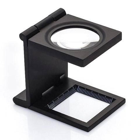 Loupe avec pointeur noir pliable, bureau métallique 10x 2 Loupe à LED optique tissu d'impression, Loupe avec pointeur à échelle 9005D ► Photo 1/6