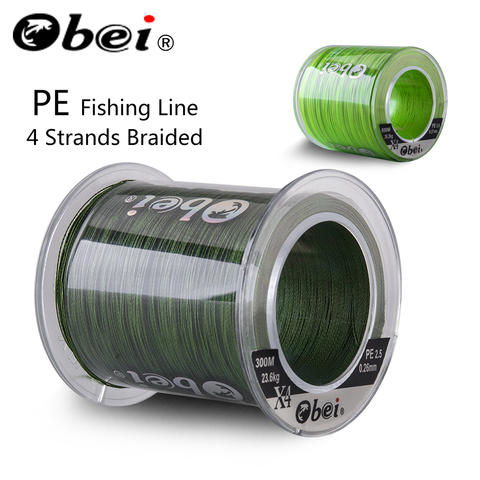 Obei 300M 500M PE ligne de pêche 4 brins tressé Multifilament ligne de pêche douce mer ligne d'eau douce 10-120lb ► Photo 1/6