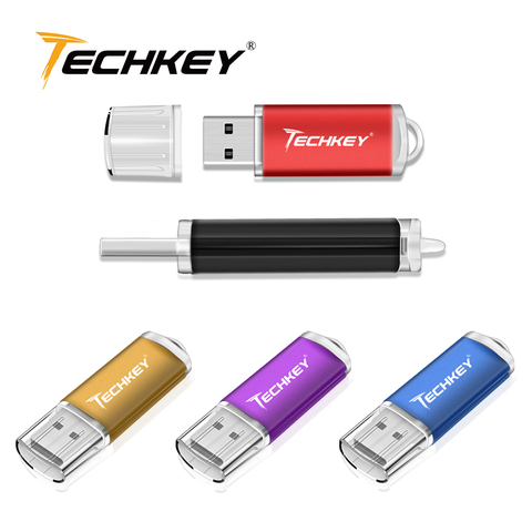 Techkey-clé usb falsh lecteur 16 go 32 go 8 go 4 go, clé de mémoire usb 2.0 de vraie capacité, stylo usb, livraison gratuite ► Photo 1/6