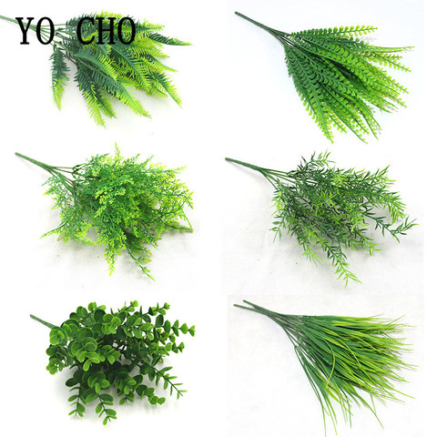 YO CHO-perruques plastique plantes artificielles | Fausses plantes vertes, feuilles de perruque, Arrangement floral d'herbe, décor pour fête mariage à la maison ► Photo 1/6