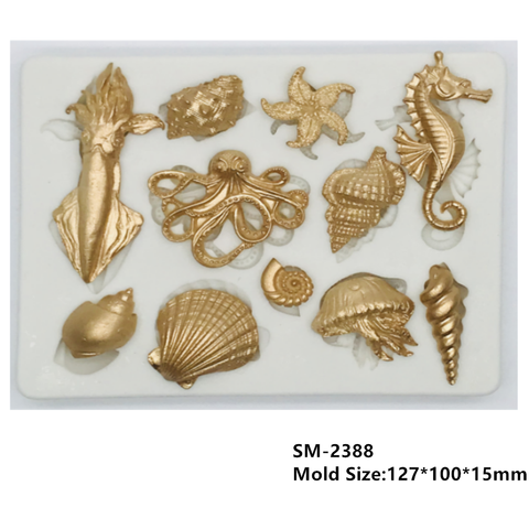 Moule en Silicone de vie Marine, forme de coquillage, étoile de mer, Lion, ustensile d'animaux, Fondant, chocolat, gomme, décoration de gâteaux, ustensile de cuisson ► Photo 1/6