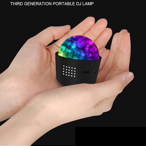 Mini boule Disco RGB, lumière DJ, rechargeable par USB, lumière de scène rotative portable activée par la voix, lampe magique pour fête ► Photo 1/6