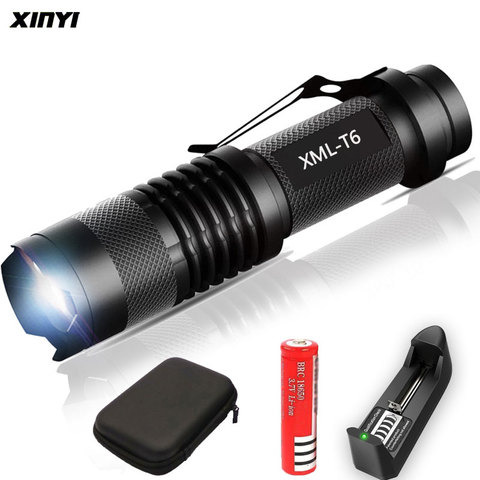 8000LM Mini lampe de poche Led Super lumineux torche Q5/T6/L2 linterna led lanterne Zoomable pêche Camping vélo lumière 14500/18650 ► Photo 1/6