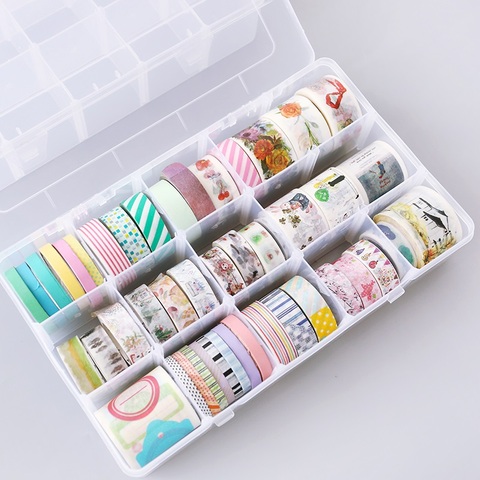 JIANWU – boîte de rangement en plastique 15 grilles multifonctions pour bande washi, scrapbook, bricolage, articles de bureau et papeterie d'apprentissage ► Photo 1/6