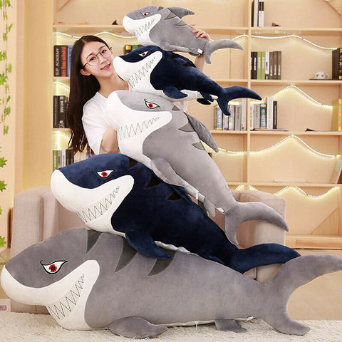 Jouet en peluche requin grand sourire, oreiller de couchage, mignon, lit de requin, animaux en peluche ► Photo 1/6