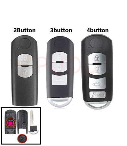 Coque de clé télécommande intelligente à 2 3 4 boutons, avec lame de clé de secours, pour Mazda X-5 Summit Axela Atenza M3 M6 M2 CX-7 et CX-9 ► Photo 1/6