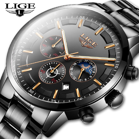 LIGE – montre de Sport à Quartz pour hommes, marque de luxe, étanche, Business, à la mode, 2022 ► Photo 1/6